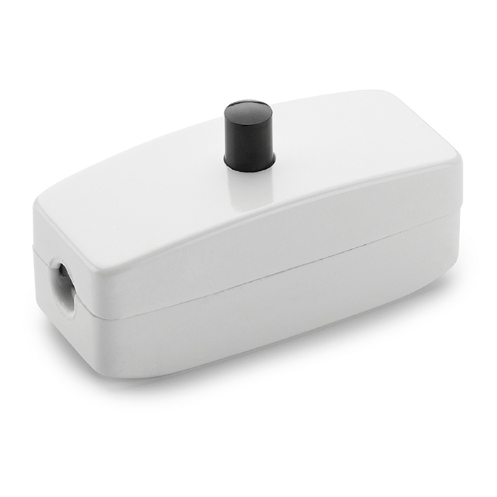[T101260] Accessoire Luminaire - Interrupteur pour câble avec bouton-poussoir noir (Blanc)