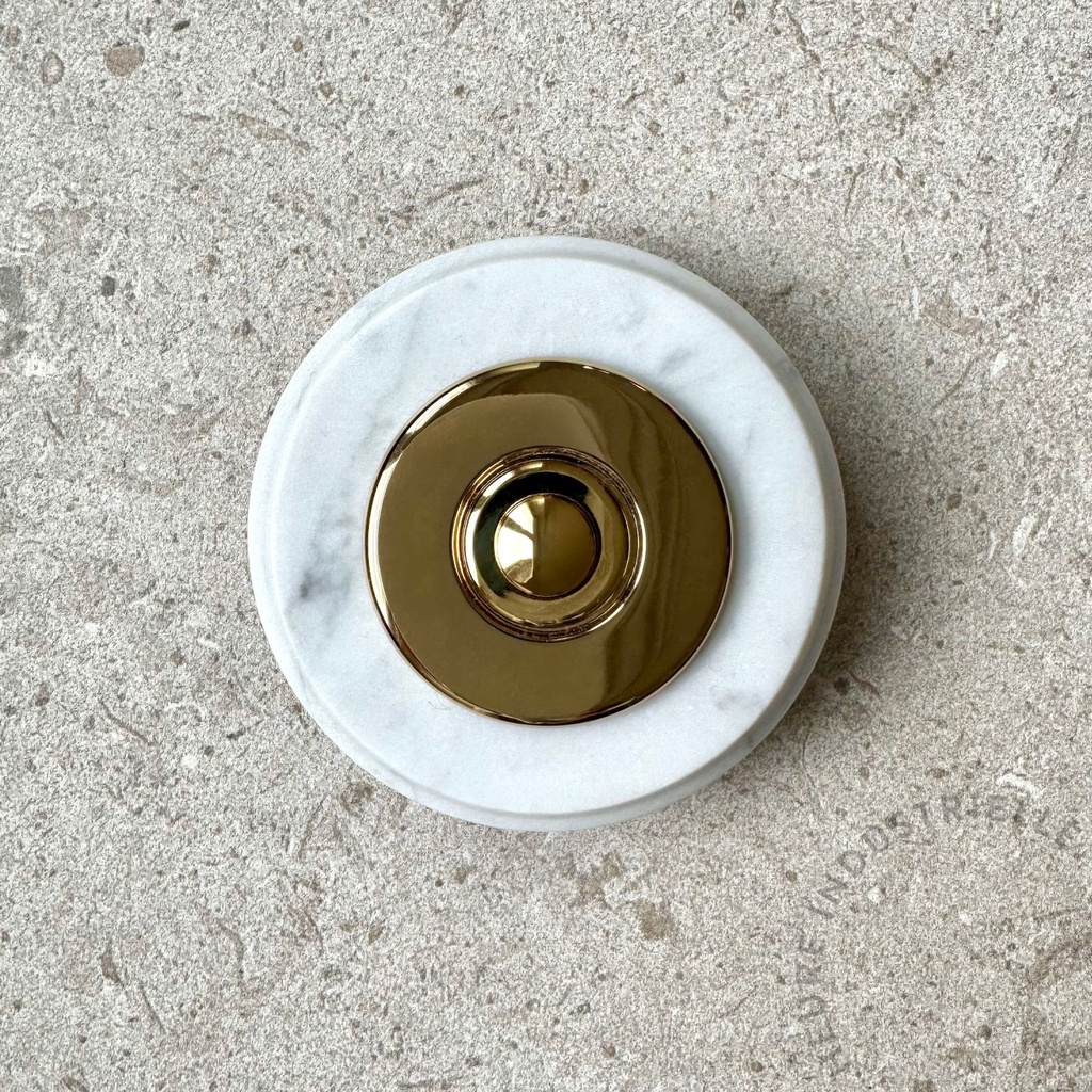 Bouton de Sonnette Rond en Marbre 12 V Collerette Laiton