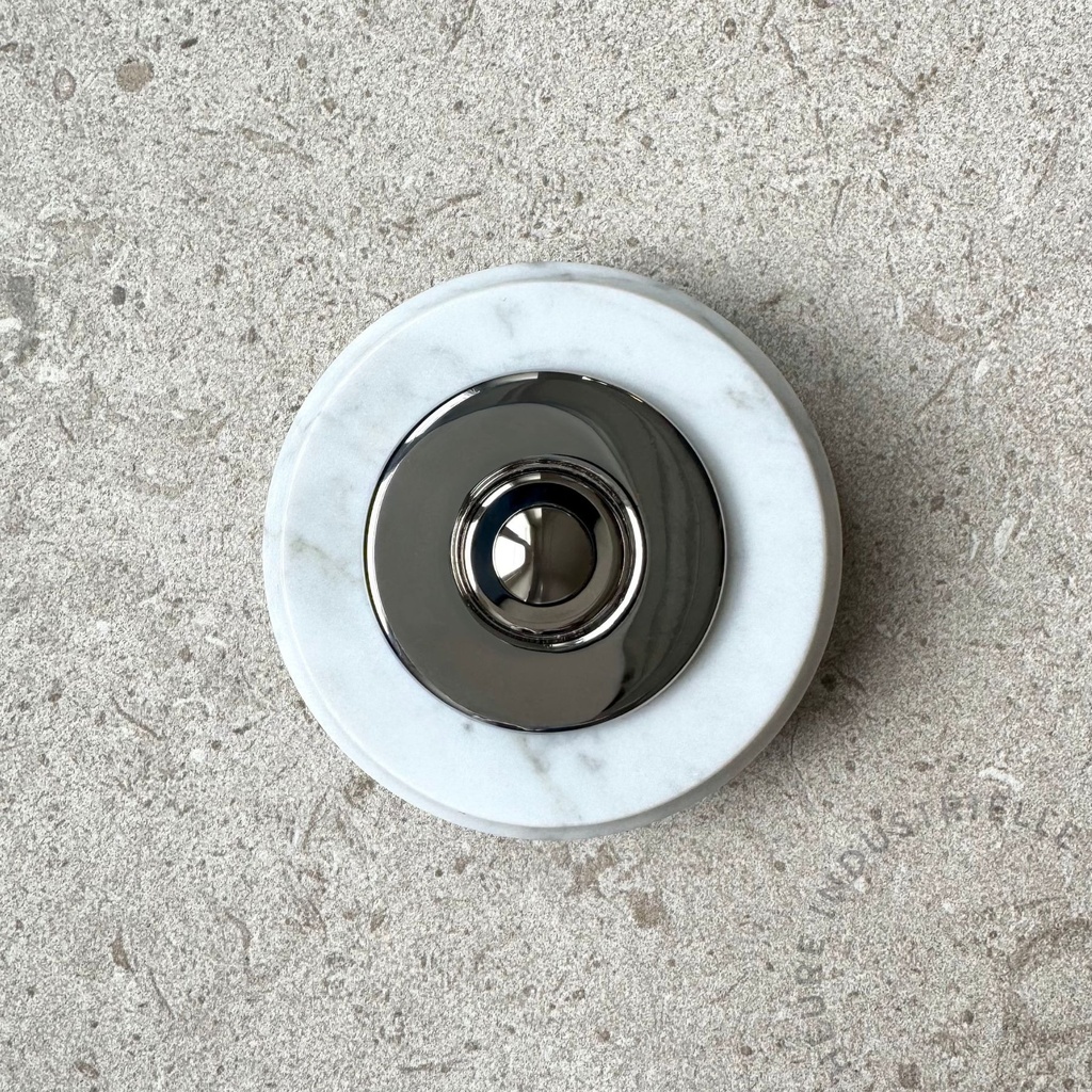 Bouton de Sonnette Rond en Marbre 12 V Collerette Chrome