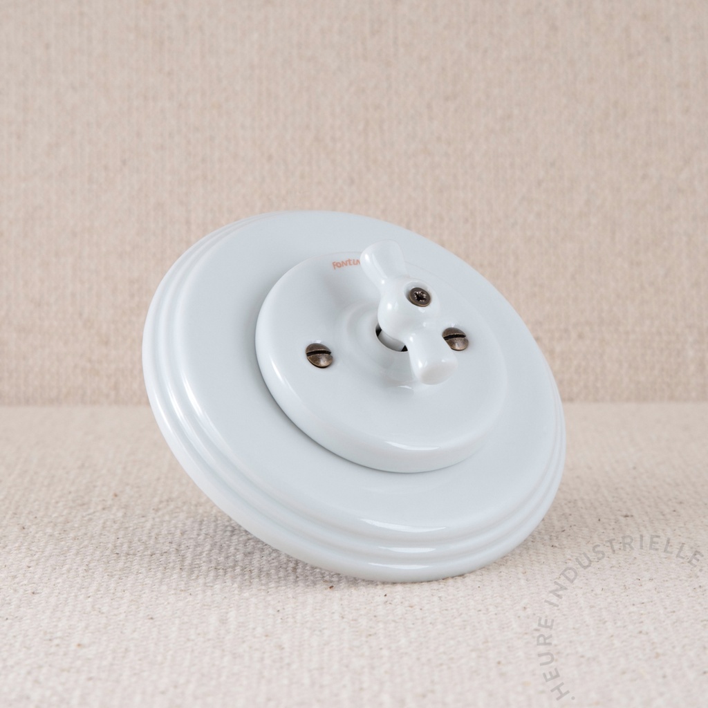 Appareillage complet GARBY COLONIAL sur Plaque - 1 Bouton Poussoir Rotatif - Manette Papillon