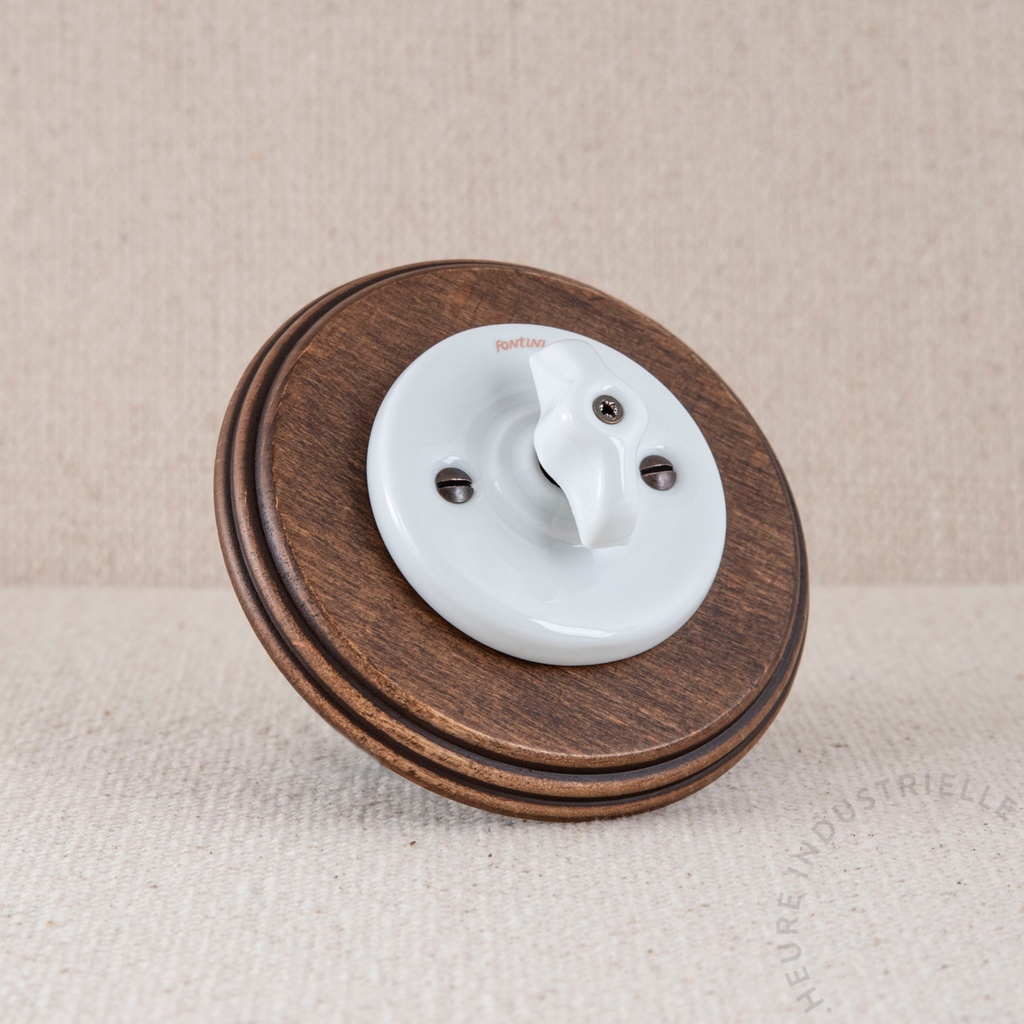 Appareillage complet GARBY COLONIAL sur Plaque - 1 Bouton Poussoir Rotatif - Manette Rétro